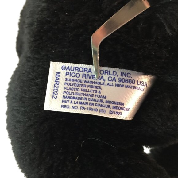 Aurora Flopsie Sullivan Black Bear Plush 12" Stuffed Animal Toy Laying Down 2022 - Picture 7 of 8